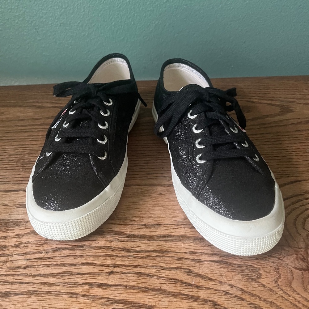 Superga Rare Metallic Black Sneaker Only Worn Once Women's Size 7